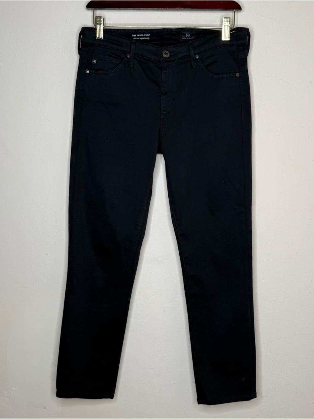 AG Prima Crop Cigarette Jeans Black Mid Rise Size 28 Stretch Skinny Minimalist